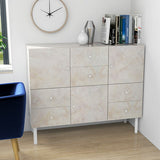 ワイドチェスト キャビネット 大理石柄 マーブル