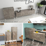 キャビネット スリム 大理石柄 グレー