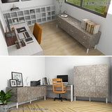 キャビネット ロータイプ 大理石柄 グレー