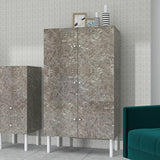 キャビネット ハイタイプ 大理石柄 グレー