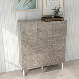 ハイ キャビネット ワイド 大理石柄 グレー