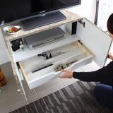 テレビ台 ミニ 80cm 扉収納 大理石柄 グレー