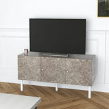 テレビ台 120cm 扉収納 大理石柄 グレー