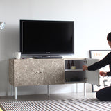 テレビ台 120cm 扉収納 大理石柄 グレー
