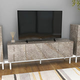 テレビ台 160cm 扉収納 大理石柄 グレー