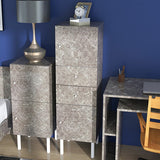 スリムチェスト キャビネット 大理石柄 グレー