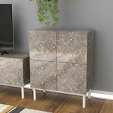 ローチェスト キャビネット 大理石柄 グレー