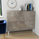 ワイドチェスト キャビネット 大理石柄 グレー
