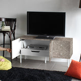 テレビ台 120cm 引き出し 扉収納 大理石柄 グレー