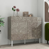 ワイドチェスト 120 引き出し 大理石柄 グレー