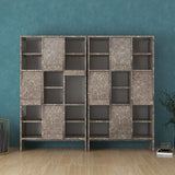 本棚 リビング本棚 収納家具 扉付き収納 フラップ扉