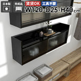 壁掛け棚 賃貸 | Mirai ウォールキャビL アクリル戸 1202540 black