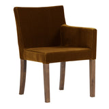 ダイニングチェアー カフェ風インテリア | JOY Sサイズ 左肘タイプ ブラウン脚 モケット生地