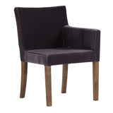 ダイニングチェアー カフェ風インテリア | JOY Sサイズ 左肘タイプ ブラウン脚 モケット生地