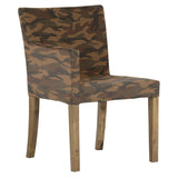 ダイニングチェアー 北欧風 一人がけ | JOY Sサイズ 右肘タイプ 迷彩生地 ブラウン脚