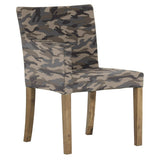 ダイニングチェアー 北欧風 一人がけ | JOY Sサイズ 右肘タイプ 迷彩生地 ブラウン脚