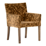 チェア ダイニングチェアー おしゃれ | JOY 1P Mサイズ 両肘ブラウン脚 モケットミカエル柄