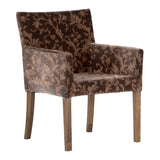 チェア ダイニングチェアー おしゃれ | JOY 1P Mサイズ 両肘ブラウン脚 モケットミカエル柄