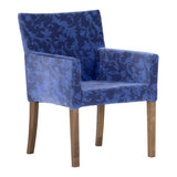 チェア ダイニングチェアー おしゃれ | JOY 1P Mサイズ 両肘ブラウン脚 モケットミカエル柄