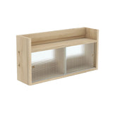 吊り戸棚 壁掛け棚 | Mirai ウォールキャビL アクリル戸 802040 木目