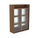 吊り戸棚 壁掛け棚 | Mirai ウォールキャビL アクリル戸 602080 木目