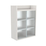 壁掛け棚 賃貸 | Mirai ウォールキャビL アクリル戸 602580 木目