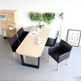 ワークチェア イス シンプル | JOY Sサイズ 左肘タイプ 合皮生地 ナチュラル脚