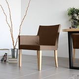 食卓チェア ダイニングチェア | JOY Mサイズ 右肘タイプ 合皮生地 ナチュラル脚 1脚