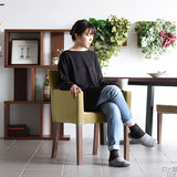 椅子 カフェ風 | JOY Sサイズ 両肘タイプ ブラウン脚 モケット生地