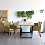 椅子 カフェ風 | JOY Sサイズ 右肘タイプ ブラウン脚 モケット生地