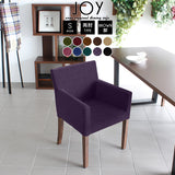 椅子 カフェ風 | JOY Sサイズ 両肘タイプ ブラウン脚 モケット生地