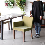 椅子 カフェ風 | JOY Sサイズ 右肘タイプ ブラウン脚 モケット生地