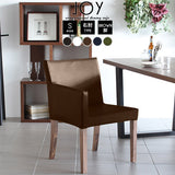 ダイニングチェア 食卓チェア 北欧風 | JOY Sサイズ 右肘タイプ 合皮生地 ブラウン脚