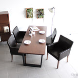 ダイニングチェア 北欧風 カフェ | JOY Mサイズ 左肘タイプ 合皮生地 ブラウン脚 1脚