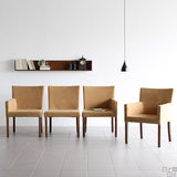 食卓チェア 1人掛けイス | JOY Mサイズ 両肘タイプ ソフィア生地 ブラウン脚 1脚