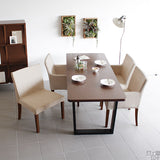 食卓チェア カフェ チェア | JOY Mサイズ 右肘タイプ NS-7生地 ブラウン脚 1脚