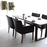 リビングチェア 食卓 椅子 | JOY Mサイズ 右肘タイプ 合皮生地 ブラウン脚 1脚