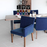 カフェチェアー ダイニングチェア | JOY Mサイズ 左肘タイプ モケット生地 ブラウン脚 1脚