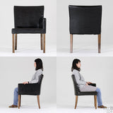 ダイニングチェア 北欧風 カフェ | JOY Mサイズ 左肘タイプ 合皮生地 ブラウン脚 1脚