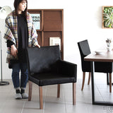 ダイニングチェア 北欧風 カフェ | JOY Mサイズ 左肘タイプ 合皮生地 ブラウン脚 1脚