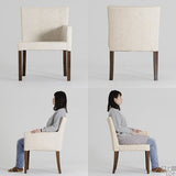 ダイニングチェア 食卓椅子 | JOY Mサイズ 左肘タイプ NS-7生地 ブラウン脚 1脚