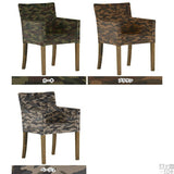 ダイニングチェアー 北欧インテリア | JOY Sサイズ 両肘タイプ 迷彩生地 ブラウン脚