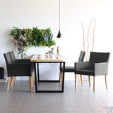 ダイニングチェア ダイニングチェアー | JOY Mサイズ 両肘タイプ モダン生地 ナチュラル脚 1脚