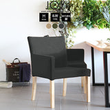 椅子 レストランチェアー 食卓椅子 | JOY Mサイズ 右肘タイプ モダン生地 ナチュラル脚 1脚