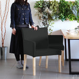 椅子 レストランチェアー 食卓椅子 | JOY Mサイズ 右肘タイプ モダン生地 ナチュラル脚 1脚