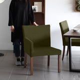 ソファチェア ダイニングチェアー | JOY Mサイズ 右肘タイプ モダン生地 ブラウン脚 1脚