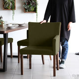 カフェチェア カフェチェアー | JOY Mサイズ 左肘タイプ モダン生地 ブラウン脚 1脚