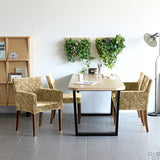 チェアー ダイニングチェアー 北欧風 | JOY 1P Sサイズ 両肘ブラウン脚 モケットミカエル柄