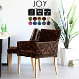 椅子 ダイニングチェアー 北欧風 | JOY 1P Mサイズ 両肘ナチュラル脚 モケットミカエル柄