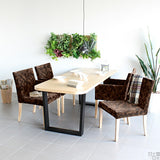 椅子 イス ダイニング | JOY 1P Mサイズ 左肘ナチュラル脚 モケットミカエル柄